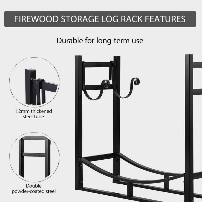 3ft Heavy Duty Indoor Outdoor Firewood Storage Log Rack with Kindling Holder 3ft Heavy Duty Indoor Outdoor Firewood Storage Log Rack with Kindling Holder