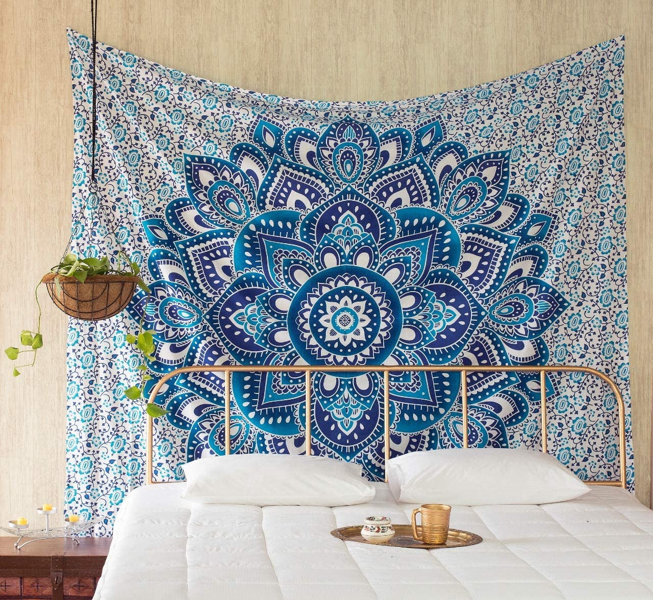 Indian Wall Hanging Hippie Gold Passion Mandala Tapestry Dorm Bohemian Bedspread 