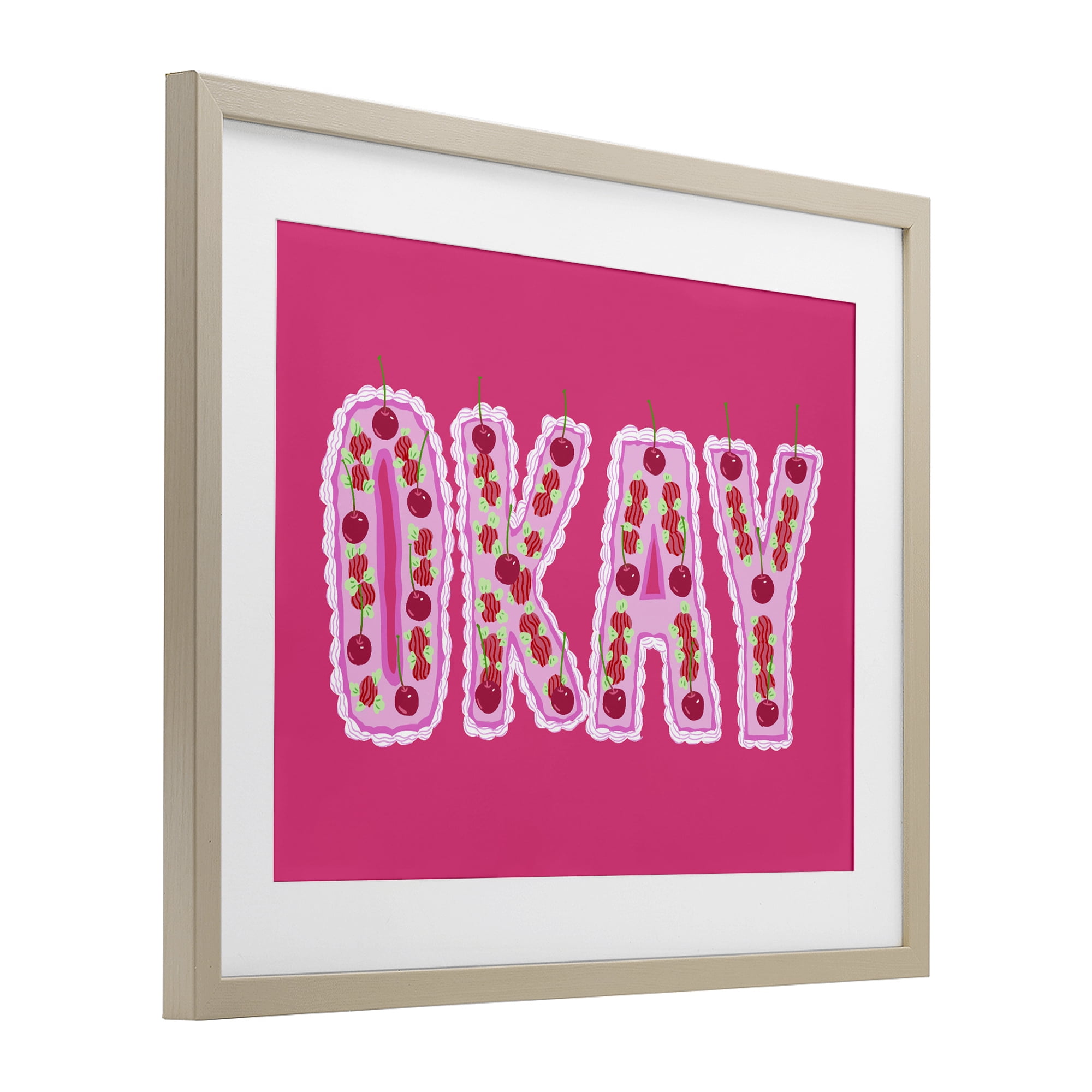 Stupell Industries Okay Cherry Cake Birch Framed Print Under Glass, design by Ziwei Li