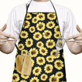 thumbnail image 2 of Black Sunflower Pattern Apron-Garden Aprons for Women with Pockets-Cotton Linen Waterproof Kitchen Cooking Gardening Aprons Adjustable for Kitchen,Cooking,BBQ and Salon 33x27 Inch, 2 of 7