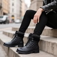 thumbnail image 3 of Womens Combat Boots Lace-up Ankle Boots Warm Booties All Black US 8, 3 of 7