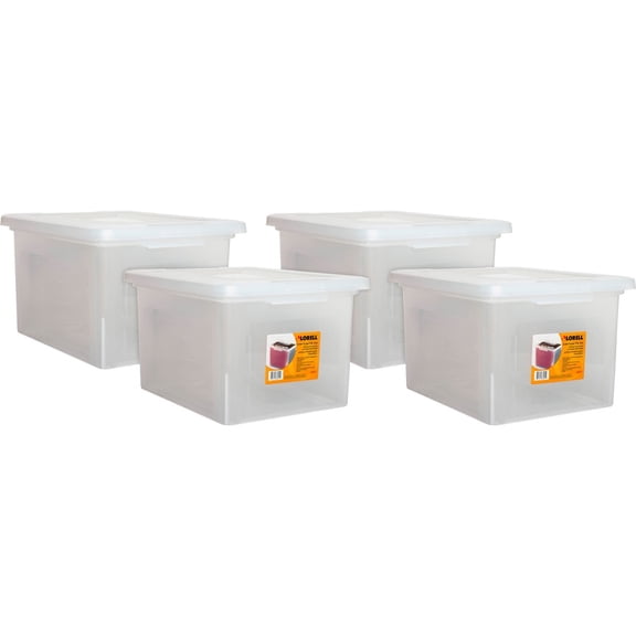 Lorell, LLR68925CT, Letter/Legal Plastic File Box, 4 / Carton, Clear