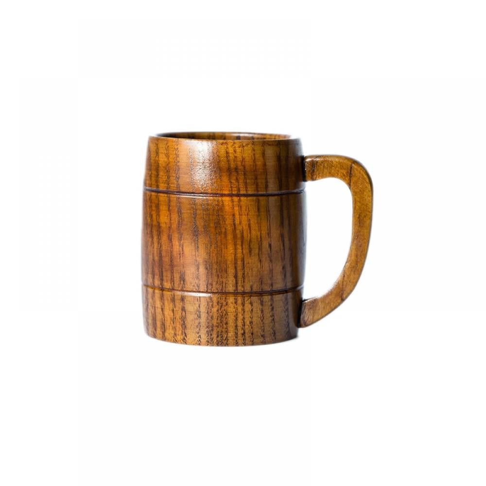 Wooden Beer Mug Handmade Coffee Tea Drinking Cup Milk Mug With Handle Home Kitchen Coffee Bar Supply 