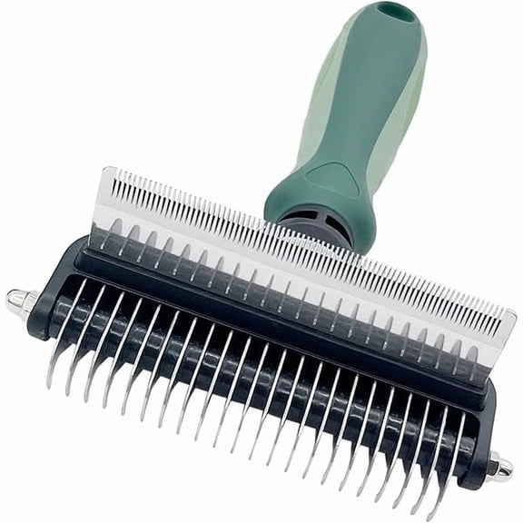 Saluqifa Pet Grooming 2 in 1 Rake Comb Dog Undercoat Dematting Deshedding Brush Hair Removal Tool for Pets Removing Mats and Tangles (Large)