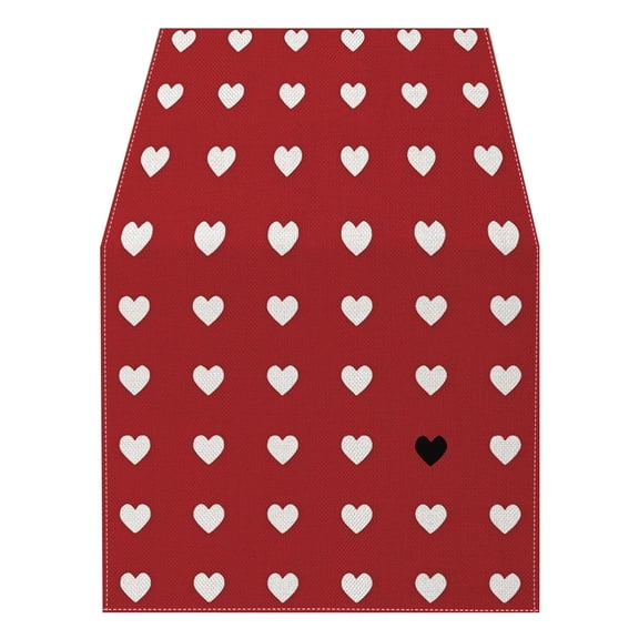 FYTPOV Flax Table Runner, Valentines Day Decorations, Hearts Red Table Runner for Party, Christmas Runner for Table Home Decor, Table Runners 90 Inches Long