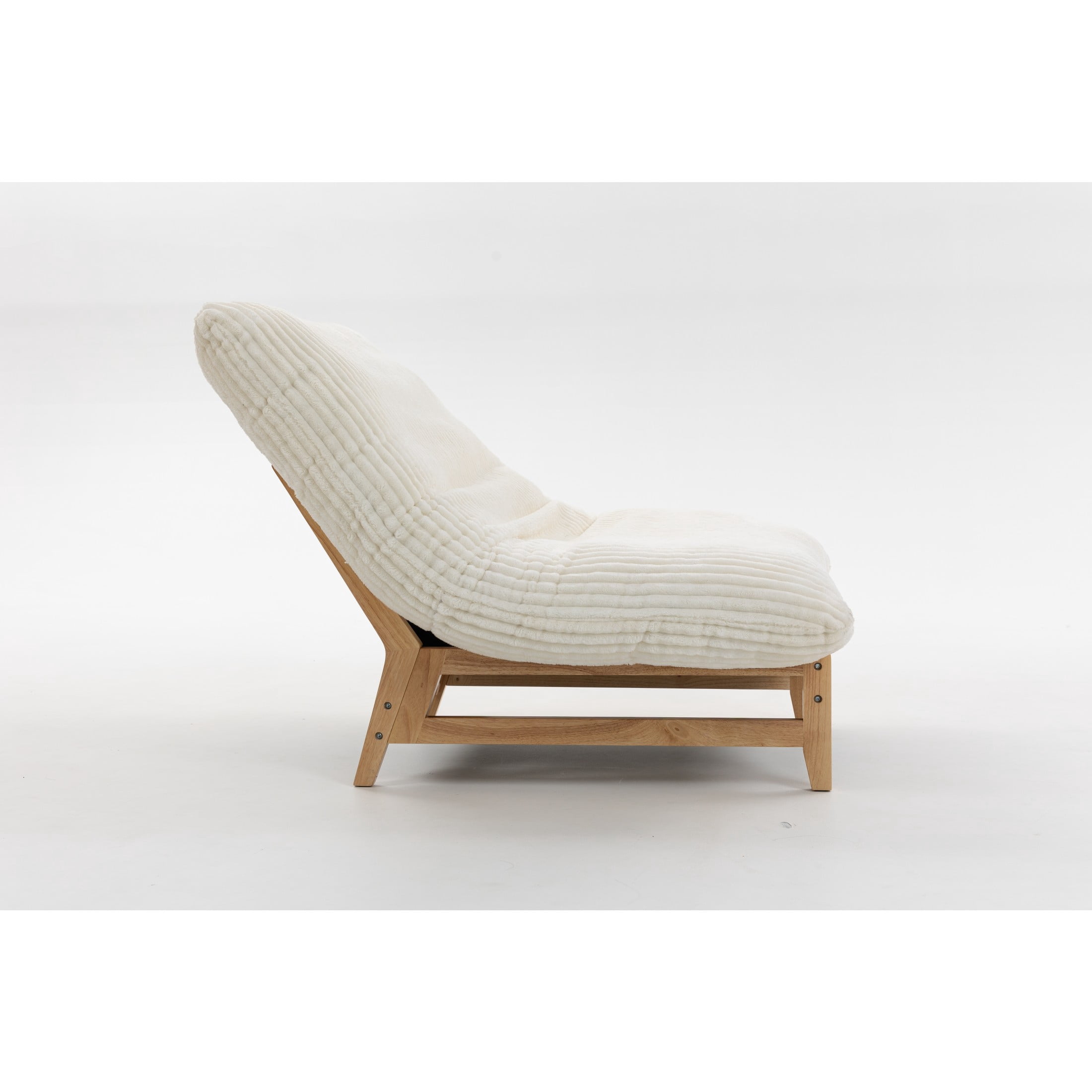 GDF Studio Floren Corduroy Bean Bag Accent Chair with Solid Wood Frame, Lazy Sofa for Living Room, Antique White
