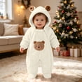 thumbnail image 5 of Mifsaly Girls Boys Baby Fleece Romper Infant Long Sleeve Sherpa Rompers with Cute Animal Bear Embroidery and Zipper Closure Infant Winter Warm Pajamas Clothes, 5 of 9