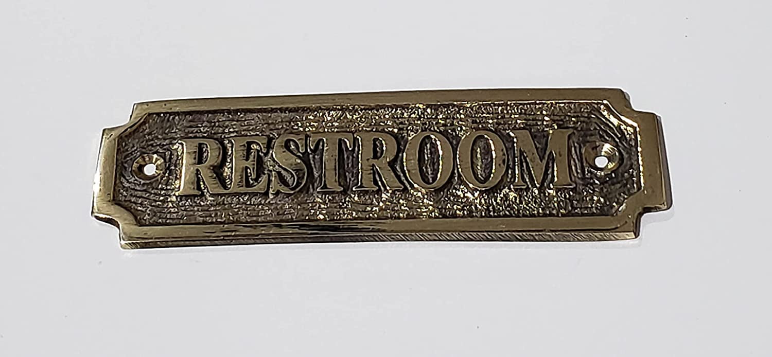 Brass Restroom SignBrass Door Sign (Brass,4.75X1.5 Inch)(ref062022)