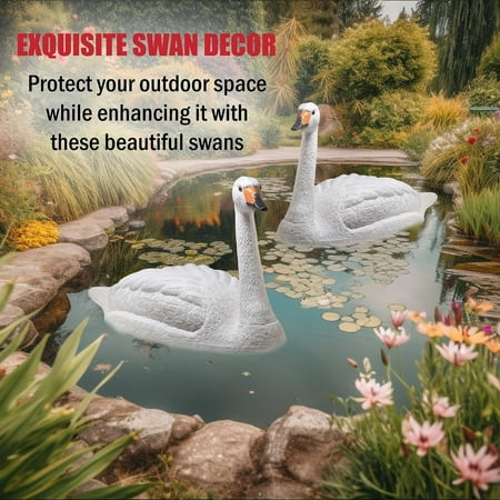 Galashield Swan Decoys for Geese | Large Floating Swan Decoy for Pool, Pond & Lake [2 Pack]‼️missing 1‼️