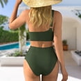 thumbnail image 4 of Womens Bikini Swimsuits Two Piece Push Up Tankini Top with High Waisted Triangle Bottoms Green XL, 4 of 5