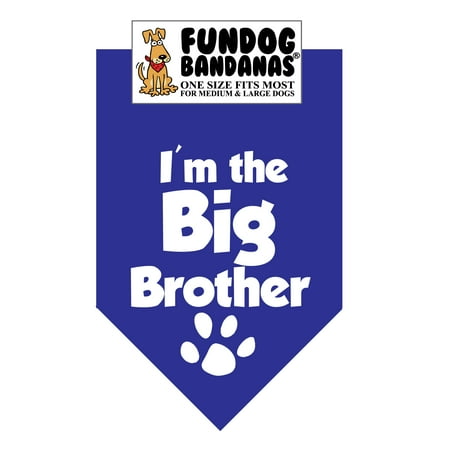 - Fun Dog Bandana - I'm the Big Brother - One Size Fits Most for Med to Lg Dogs, royal blue pet scarf