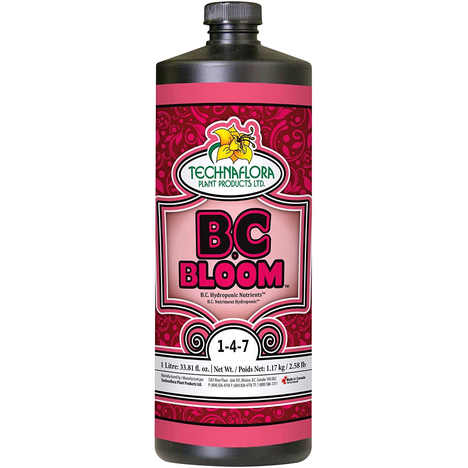 Technaflora TFBCBLM B.C. Bloom Hydroponic Nutrients Liquid Fertilizer, 1L