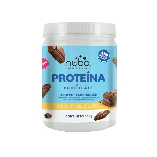 Suplemento Alimenticio Nuba Proteína con Colágeno Hidrolizado y Ácido Hialurónico Sabor Chocolate Bote 500g