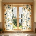 thumbnail image 6 of Beautynvta 2 Pack Floral Kitchen Curtains, Rod Pocket Light Filtering Short Window Drapes, Green Leaf Flower Printed Curtain Panels for Kitchen Bathroom Farmhouse Decor, 6 of 7