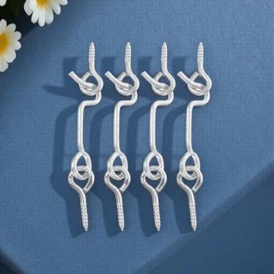 ETEREAUTY Privacy Hook And Eye Latch Carbon Steel Silver 4 Sets