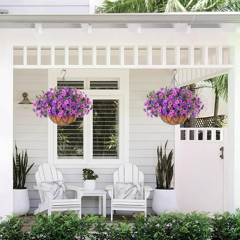 Hanging Baskets for Plants Outdoor,Artificial Flowers in Basket,Hanging  Basket Hooks Outdoor Artificial Flowers Hanging Basket for Outdoor Indoor  ...