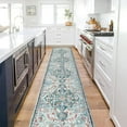 thumbnail image 4 of Findosom 2'x10' Vintage Runner Rug 0.4" Distressed Hallway Rug Non Slip Laundry Runner Rug Decor Rug Washable Runner Rug Kitchen Floor Mat Entryway Rug Runner for Laundry Kitchen Entryway, Blue, 4 of 9