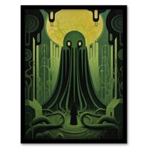 The Rise Of Cthulhu H.P. Lovecraft Mythos Horror Madness Artwork Painting Artwork Framed Wall Art Print A4