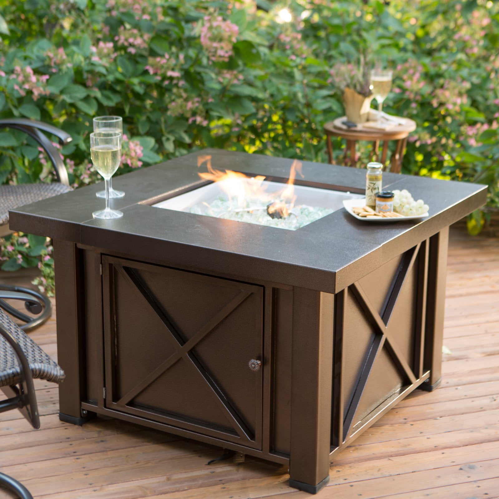 Hiland Decorative Fire Pit Hammered Bronze Finish Com
