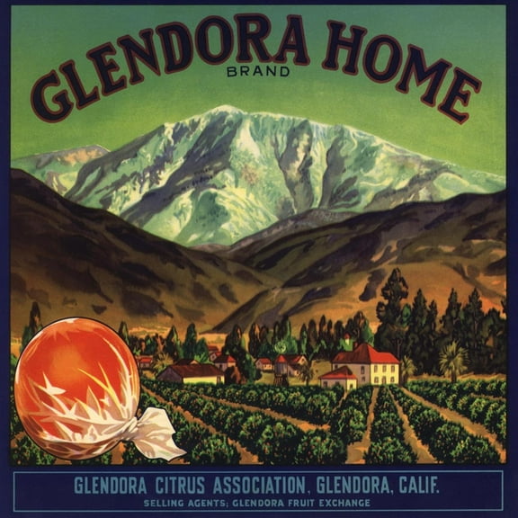 Art.com Glendora Home Brand - Glendora, California - Citrus Crate Label Art Print by Lantern Press, 16" x 16"