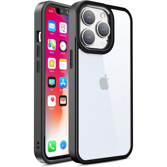 for iPhone Clear Case, Slim Shockproof Protective Phone Cases Compatible with iPhone (Black, iPhone12 Pro)