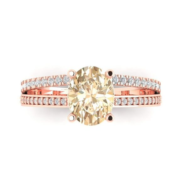 Solitaire with Accents Engagement Ring for Women - 2.32ct Natural Morganite in 18K Rose Gold Promise Ring