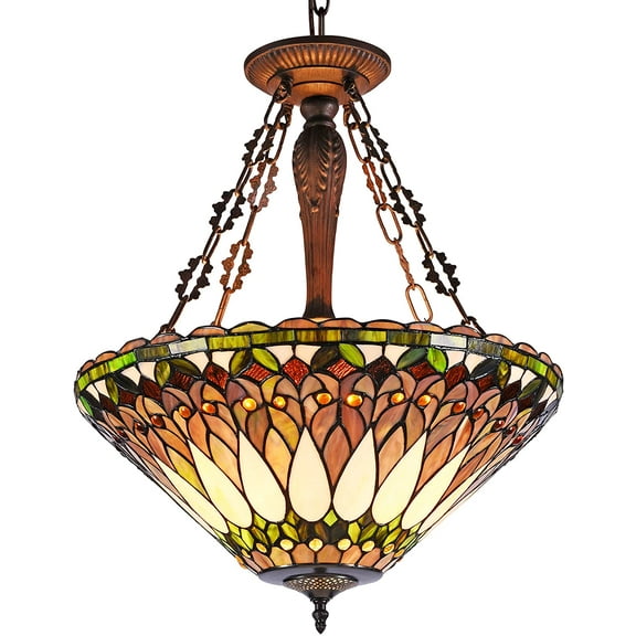 RADIANCE Goods Tiffany-Style 3 Light Inverted Ceiling Pendant 20" Shade