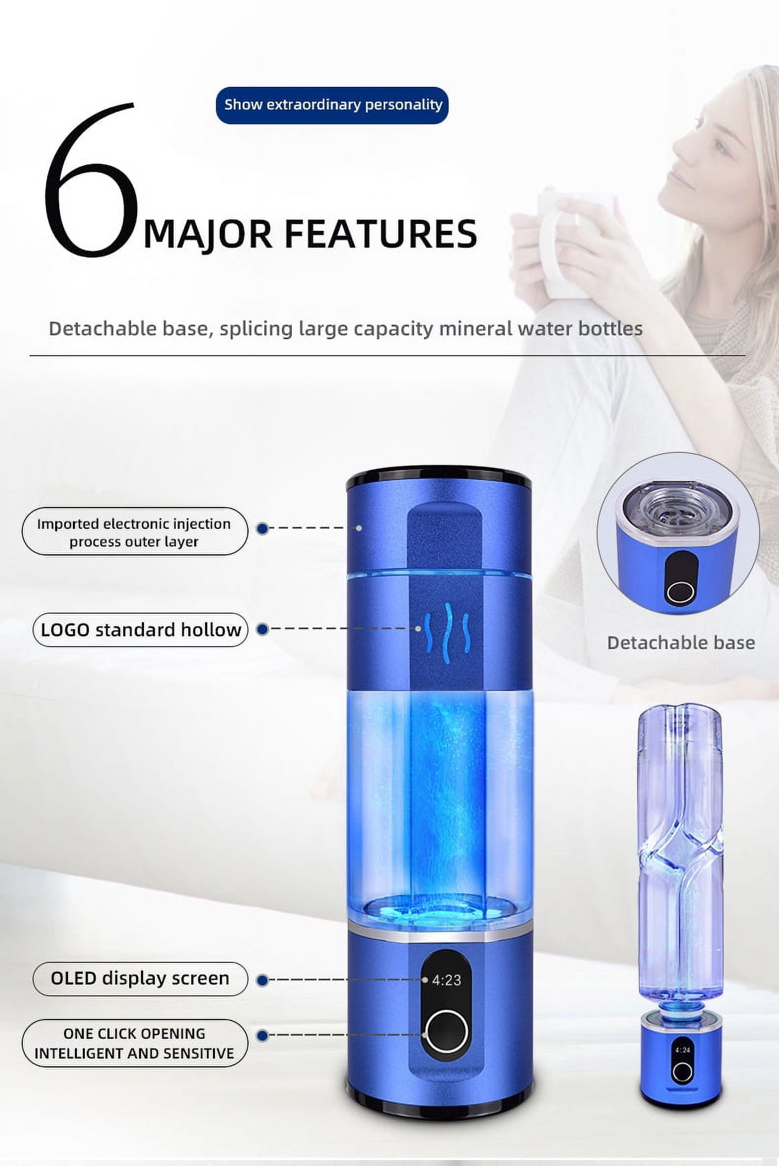 ALKA 210 mL Hydrogen Rich Water Bottle Generator, Portable Water Maker