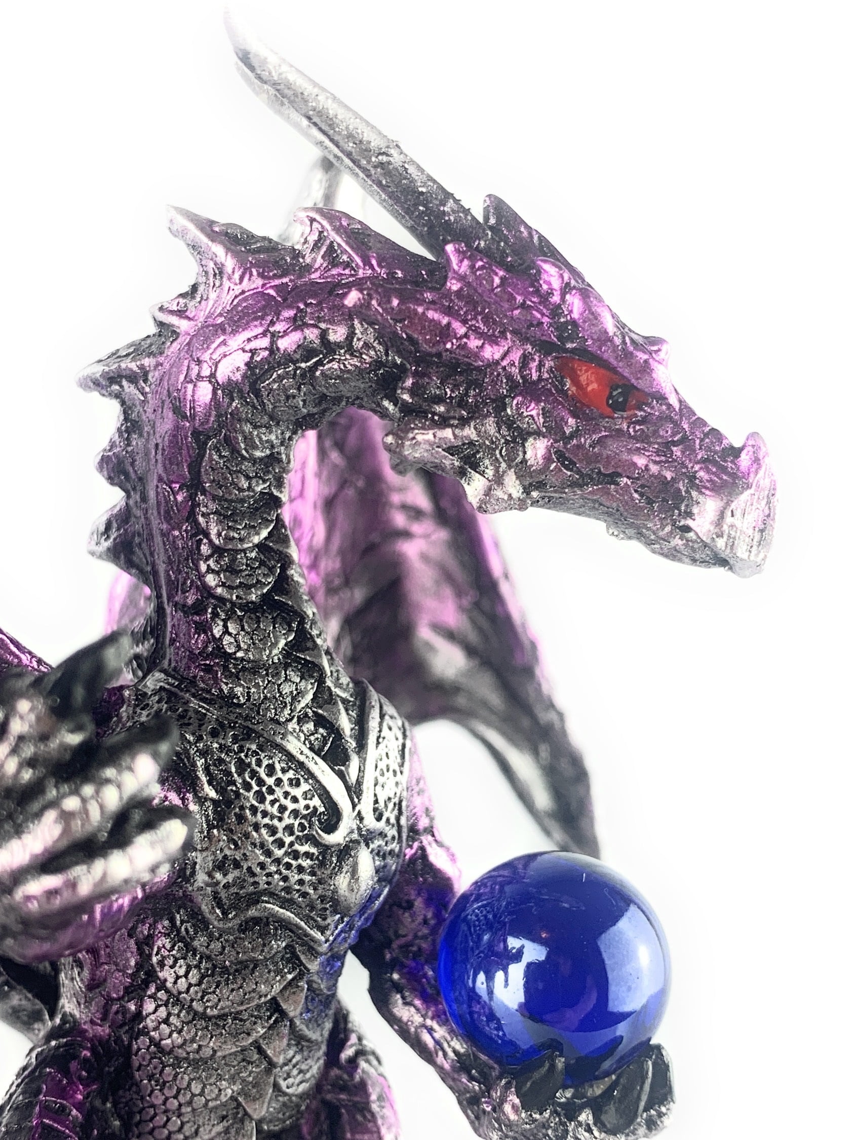 Ain’t It Nice Dragon Statue with Medieval Dragon Sword and Crystal Ball Collectible Dragon Figurine Fantasy Medieval Dragon Décor, Purple 4(L) 2(W) 7(H) inches