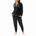 thumbnail image 2 of Felina Women's 2 Piece Velour Track Suit, Hoodie and Jogger Lounge Set (Large/Black), 2 of 8