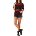 thumbnail image 2 of INSPIRE CHIC Women's Mesh T-Shirt Cover Up Party Short Sleeve See Through Sheer Tops S Dark Red, 2 of 6