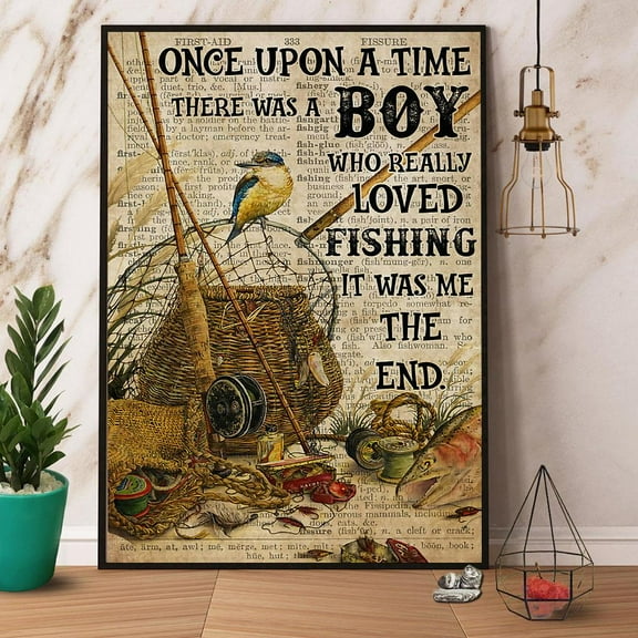 Fishing A Boy Who Really Loved Fishing Paper Poster No Frame Matte Wall Art Decor 11 x 17 Inch Poster