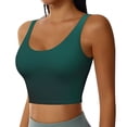 thumbnail image 2 of Zufioo Dark teal green Print Women's Sports Vest, U-shaped Removable Chest Pad Sports Backless Top, Suitable for Fitness and Bodybuilding, Leisure and Daily Life-Large, 2 of 8