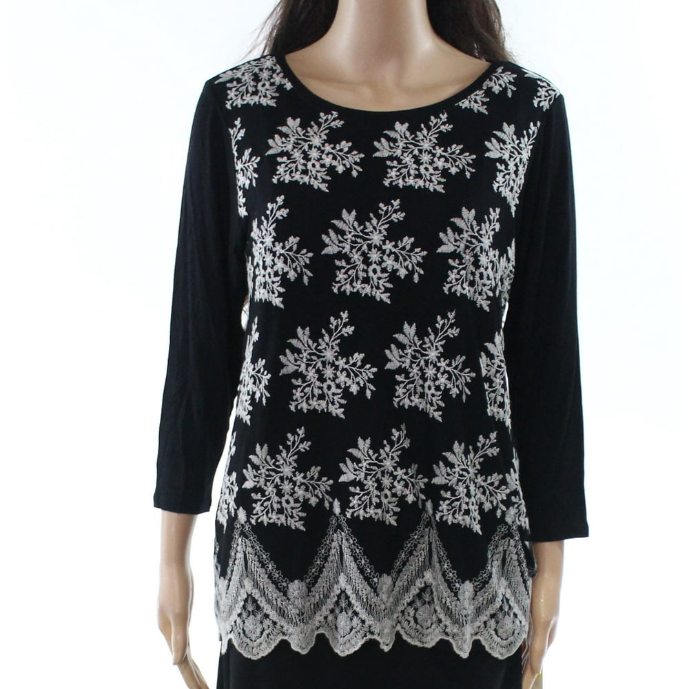 Emaline - Women's Blouse White Embroidered Scoop Neck XL - Walmart.com ...