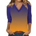 thumbnail image 2 of Womens Tops Dressy Casual 3/4 Sleeve V Neck T Shirts Raglan Sleeve Loose Fit Blouses Tee, 2 of 5