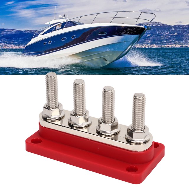 4 Distribution Block 3/8inch M10 Studs Battery Bus Bar with Cover for Cars Boats RVs
