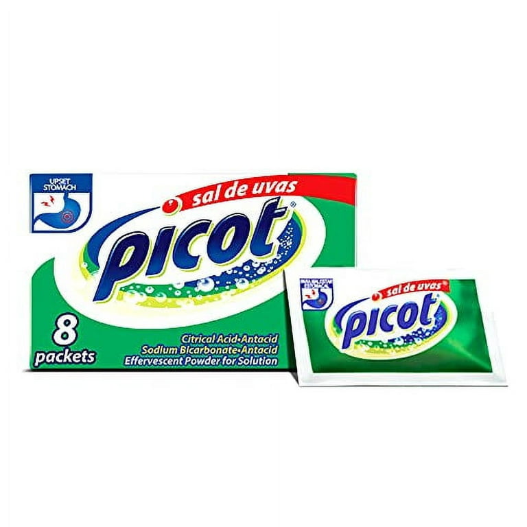 Picot Sal De Uvas Effervescent Antacid. Heartburn, Indigestion, and Upset  Stomach Relief. Fast and Effective. 6 Packets. Pack of 3