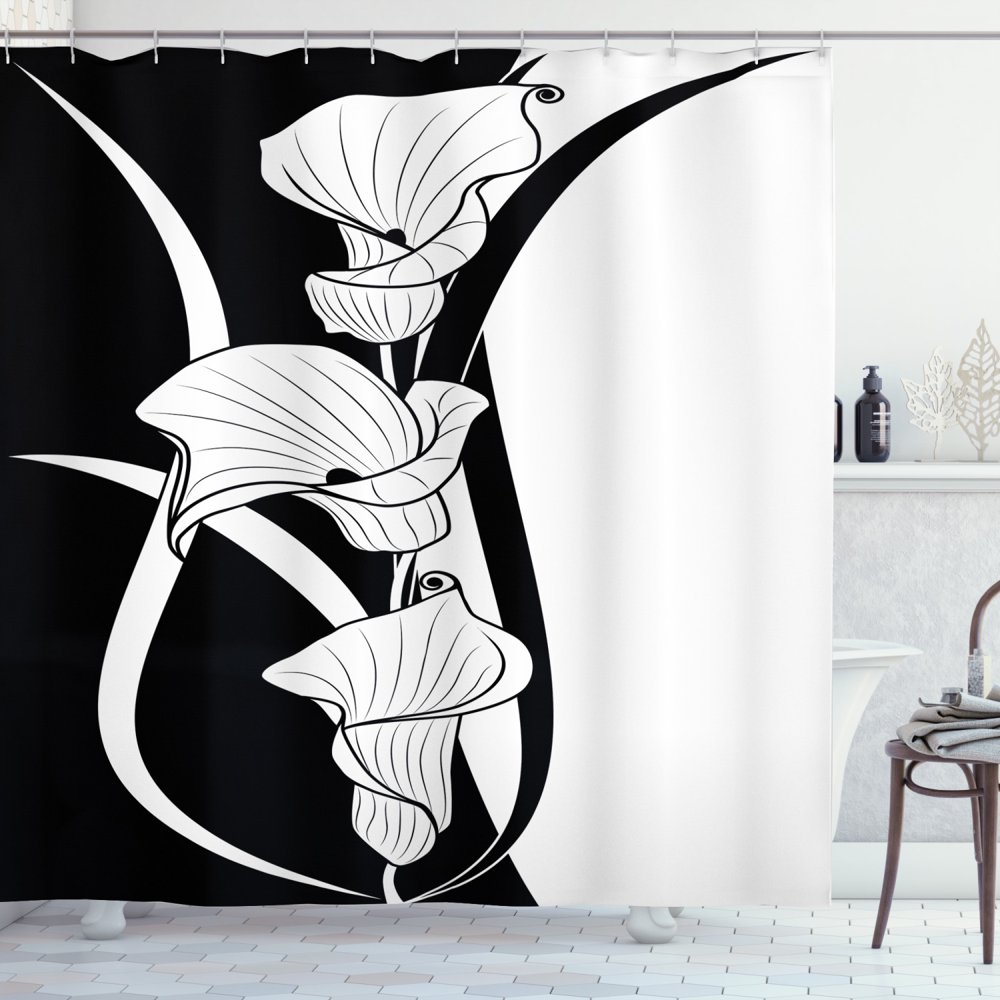 Art Nouveau Shower Curtain, Crevalle Blossom Background in Contrasting
