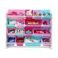 Humble Crew White/Pink Kids Toy Storage Organizer with 16 Plastic Bins