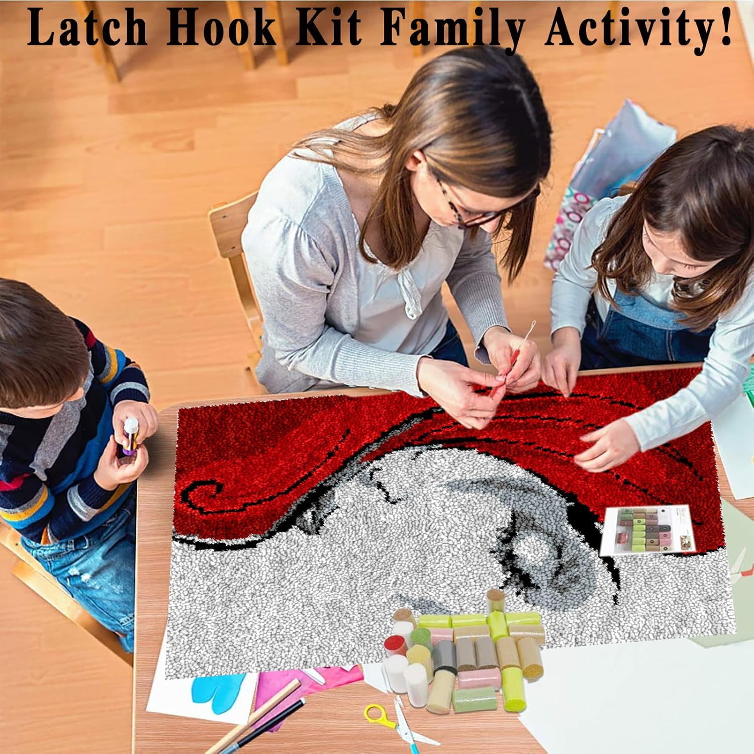 Latch Hook Rug Kit, Animal | Latch Hook Kits for Adults, Needlework Cushion Cover Hand Craft Crochet for Great Family Muiti-Size