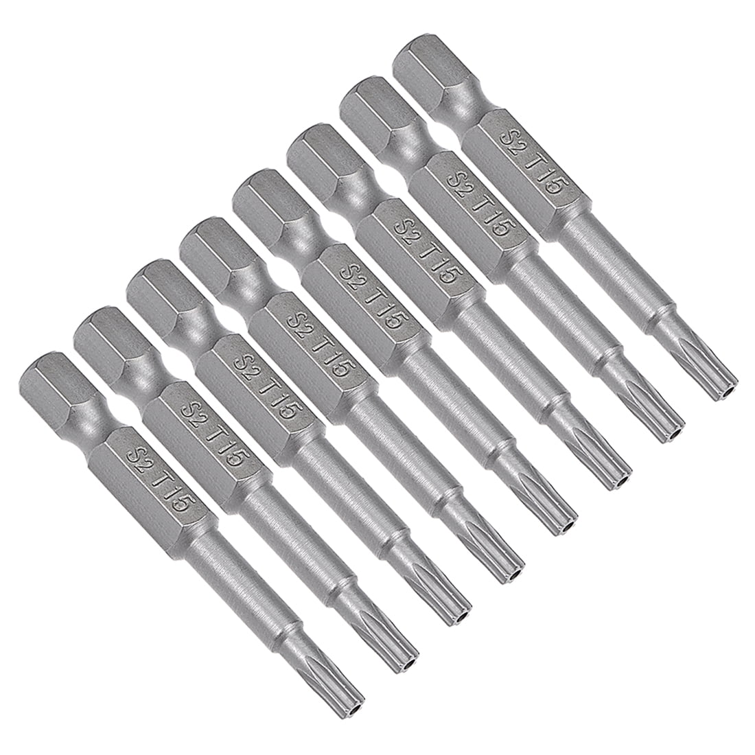 8pcs 1/4" Hex Shank T15 Security Torx Screwdriver Bits 50mm