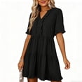 thumbnail image 4 of ClodeEU Women's V Neck Short Sleeve Tiered Swing Dress, Casual Loose Fit Summer Dress Black,Women's Plus XL, 4 of 6