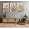thumbnail image 4 of Lienzo decorativo UZXTFQU con estampado floral beige neutro, 3 unidades, 4 of 6