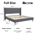 thumbnail image 3 of Frostbloom Full Size Platform Bed Frame, Linen Upholstered Wingback Headboard, Dark Gray, 3 of 7