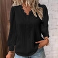 thumbnail image 2 of Guiexla Women Shirt V-neck Lace Splicing Trim Long Sleeve Pullover Tops Solid Color Loose Fit Top with Lace Decoration, 2 of 7