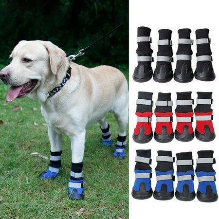 

Dog Shoes for Winter Dog Boots & Paw Protectors Fleece Warm Snow Booties for Puppy with Reflective Strip Anti-Slip Rubber Sole for Small Medium Size Dogs