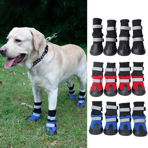 Sarkoyar 4Pcs Winter Warm Waterproof Anti-Slip Snow Boots Dog Paw Protector Pet Supplies