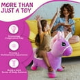 thumbnail image 2 of Plush Purple and Pink Unicorn Bounce & Ride-on Inflatable Hopper Toddler Toy with Pump, 2 of 5