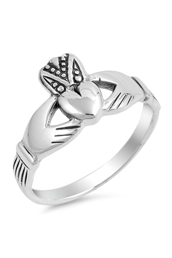 Claddagh Heart Purity Friendship Purity Ring 925 Sterling Silver Band Jewelry Female Male Size 6