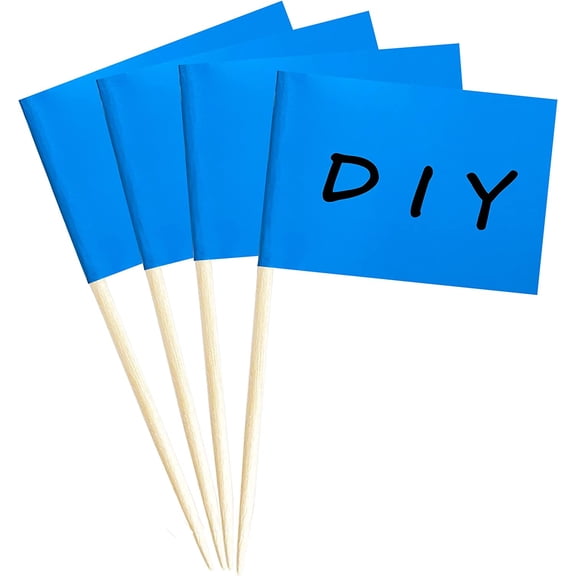 100 Pieces Blank Toothpick Flags,cupcake Toppers Appetizers Flag,DIY Food Sandwiches for Birthday Party Cocktail Ice Cream Cake Cheeseplate Decoration(Blue)